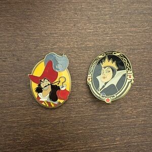 Disney Villains Loungefly Mystery Pin set; Captain Hook and the Evil Queen!